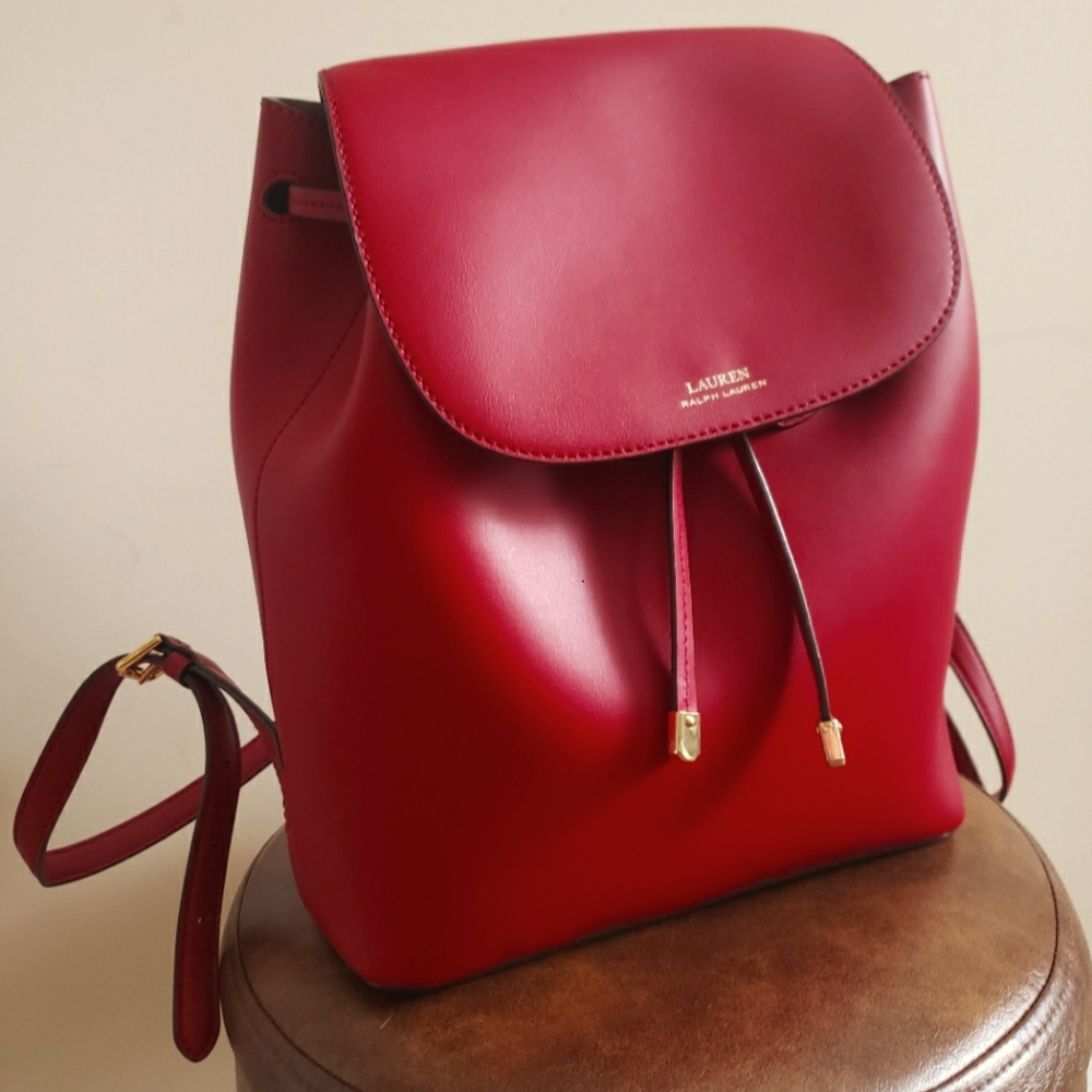 Lauren Ralph Lauren Crimson Red Backpack Purse